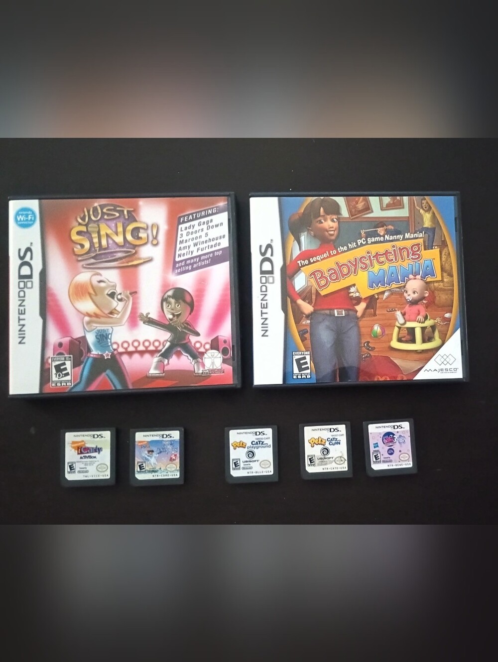 Nintendo DS 7 Games Just Sing! & Babysitting Mania — Black